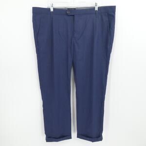 Ted Baker Pants Mens 40x27 Blue Pleated‎ Straight Leg Business Cuffed Pleated
